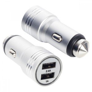 Araç Şarj Soketi - Çift Girişli Usb/GRİ