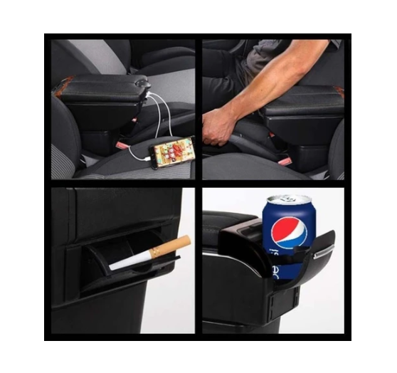 BMW Tip 6 USB 1 Type-c Girişli Kolçak Her Araca Uygun Kolçak Kol Dayama Çift Açılır Siyah