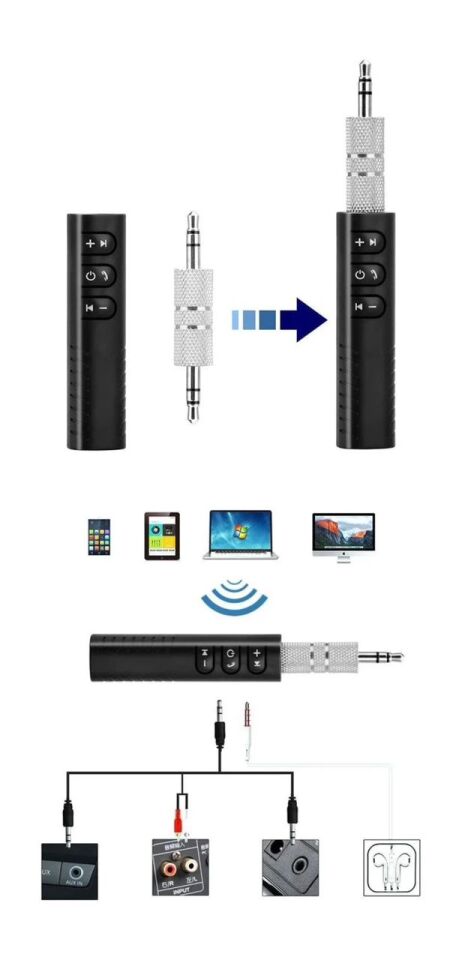 Bluetooth Aux Araç Kiti Samsung Htc LG Huawei iPhone MP3 Çalar TS03 Siyah