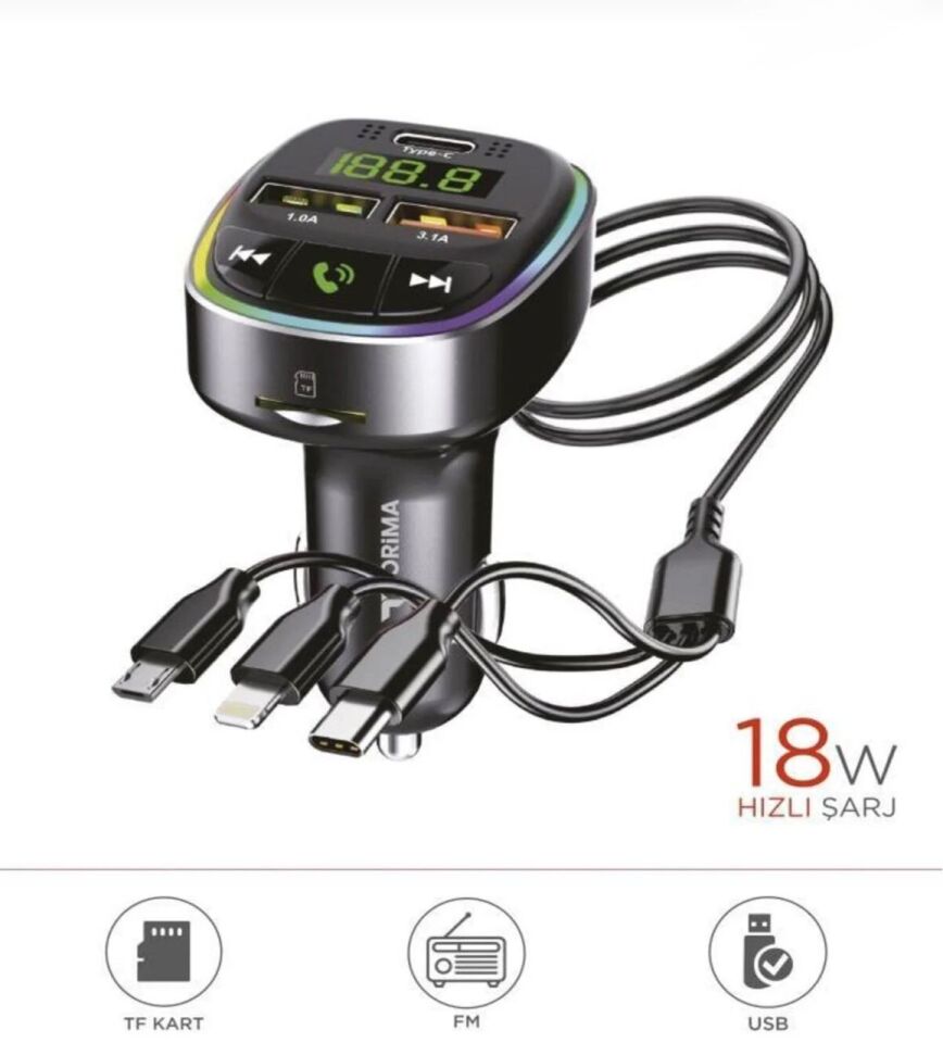 Torima G15 Fm Transmitter 18W Araç Şarj Cihazı