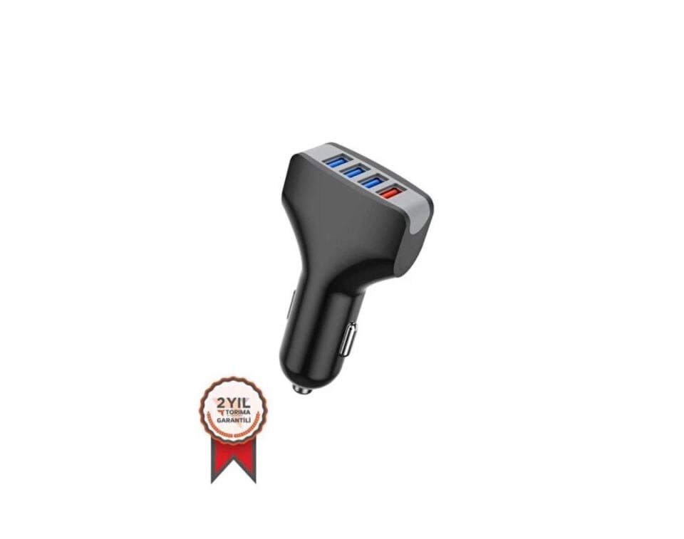 Hızlı Şarj Adaptörü 4 Port Çift Usb Araç Çakmaklık Şarj C20 Siyah
