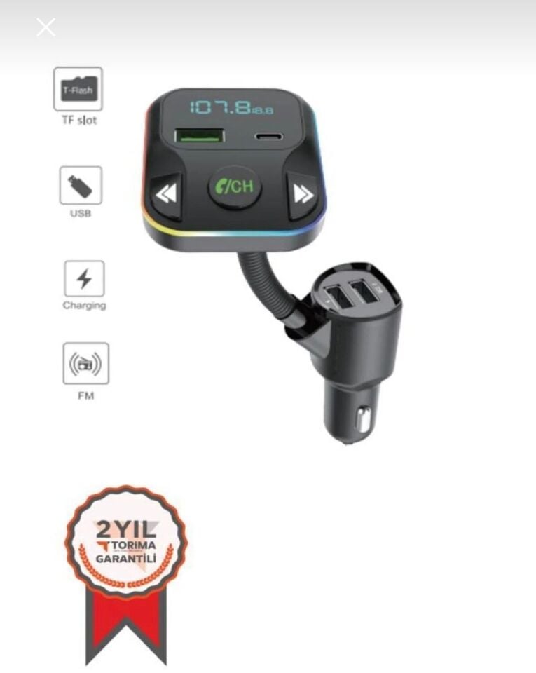 Transmitter Şarj Özellikli Dijital Göstergeli Bluetooth Fm G12 PD Siyah