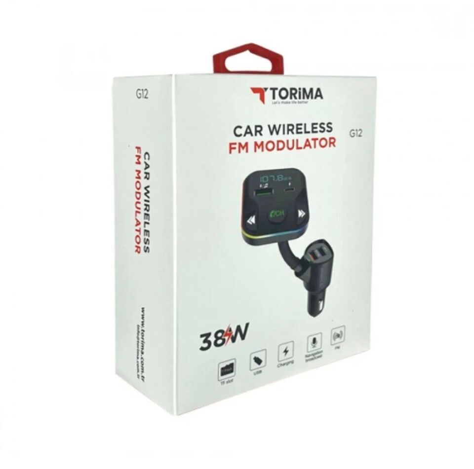 Transmitter Şarj Özellikli Dijital Göstergeli Bluetooth Fm G12 PD Siyah