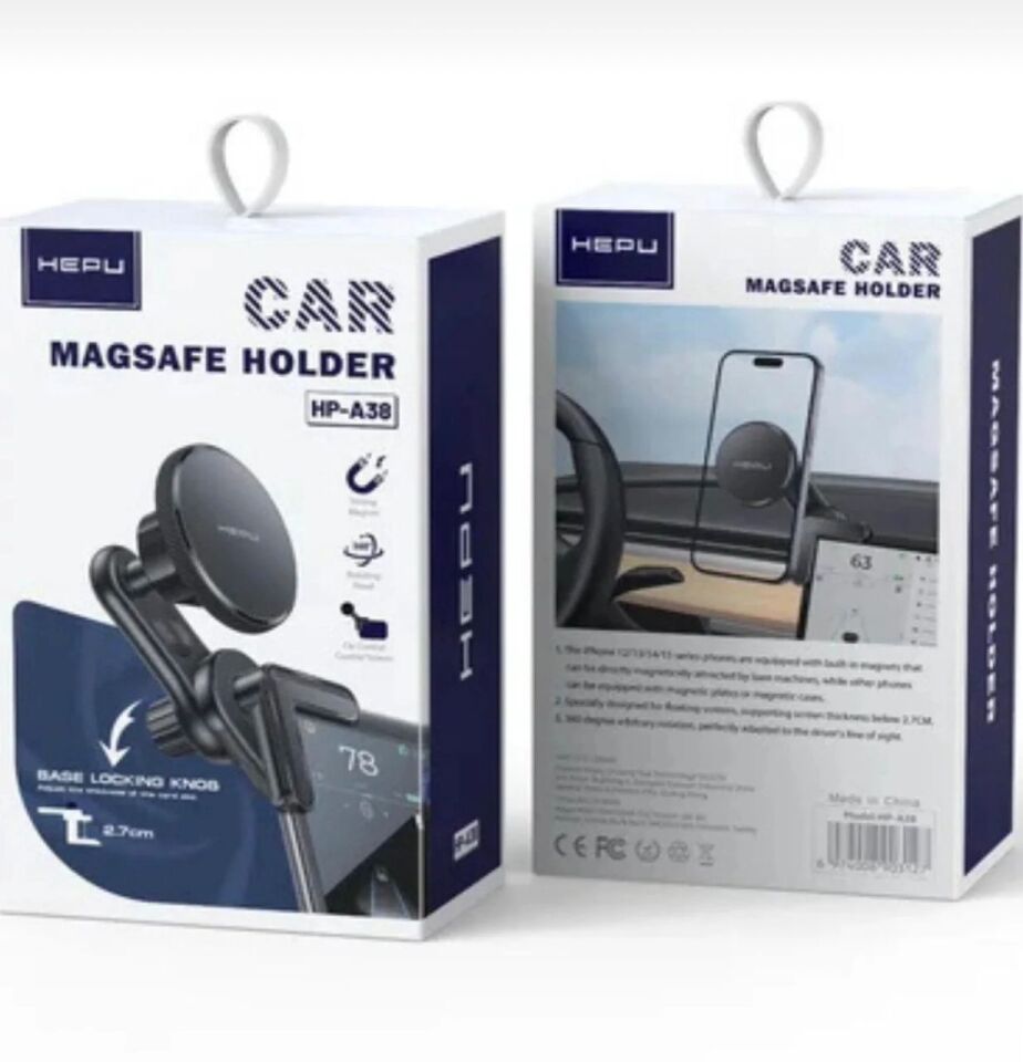 Hepu HP-A38 Magsafe Araç İçi Telefon Tutucu - Tesla/Merkezi Ekran Uyumlu, 360 Dönebilir Güçlü