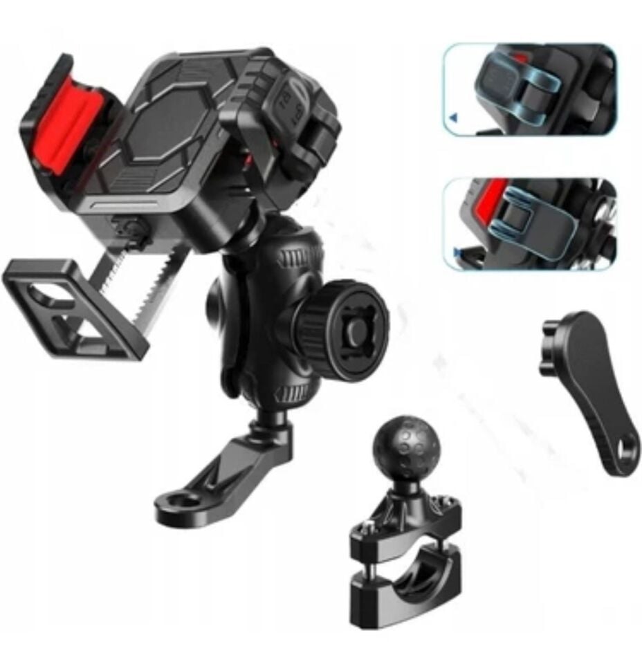 Motosiklet Telefon Tutucu Ayna ve Gidon Bağlantılı