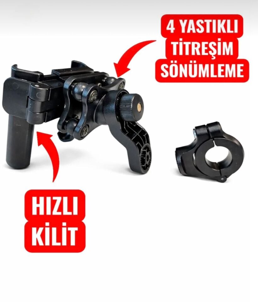 Gidon Bağlantılı Titreşim Engelleyicili Motosiklet Telefon Tutucu