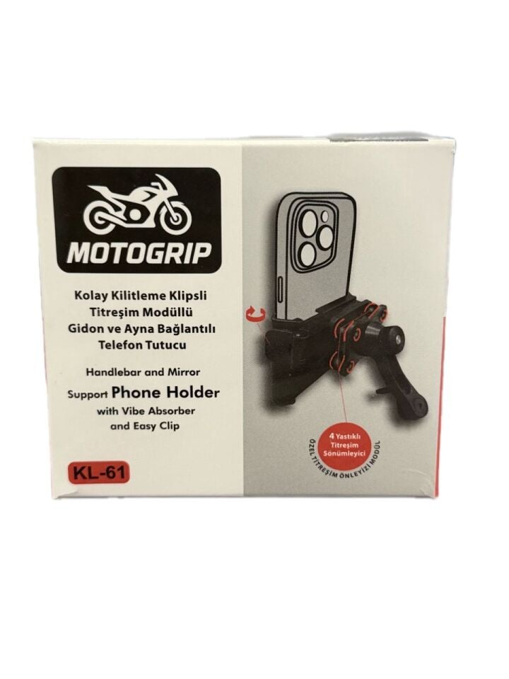 Gidon Bağlantılı Titreşim Engelleyicili Motosiklet Telefon Tutucu