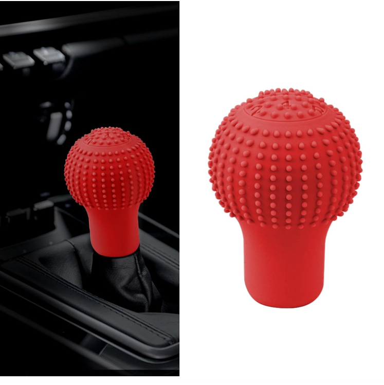 Tırtıklı Yuvarlak Silikon Vites Kılıfı Kırmızı