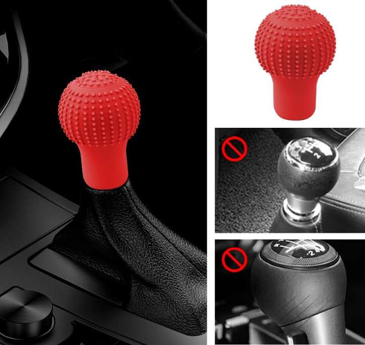 Tırtıklı Yuvarlak Silikon Vites Kılıfı Kırmızı