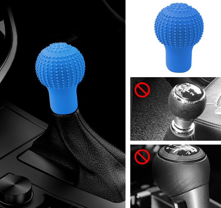 Tırtıklı Yuvarlak Silikon Vites Kılıfı Mavi