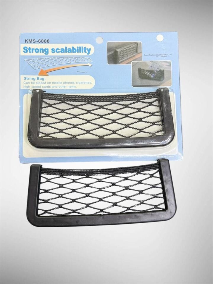 Cep Telefon Tutucu Araç İç Esnek Organizer Yapışkanlı Fileli Ceplik File Gözlük Tutucu 19x8 cm