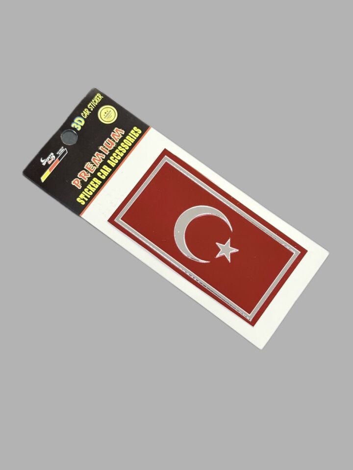Türk Bayrağı Kare Kabartmalı Sticker