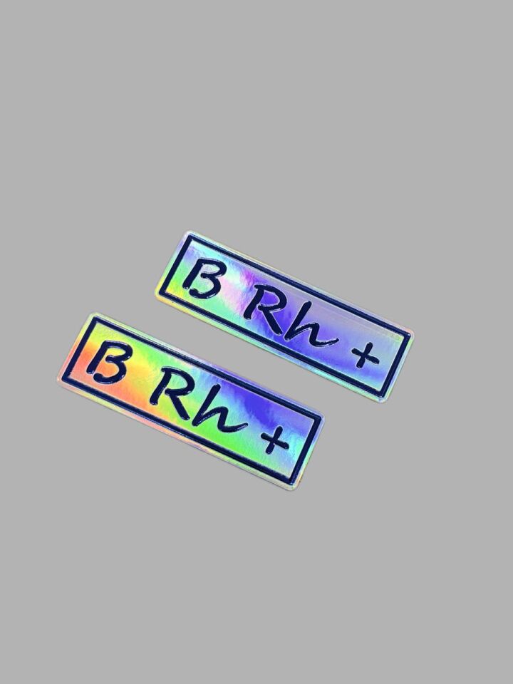 Kan Grubu Seti Brh+ Motosiklet ve Araç Uyumlu Kabartmalı Sticker Mavi Hologramlı