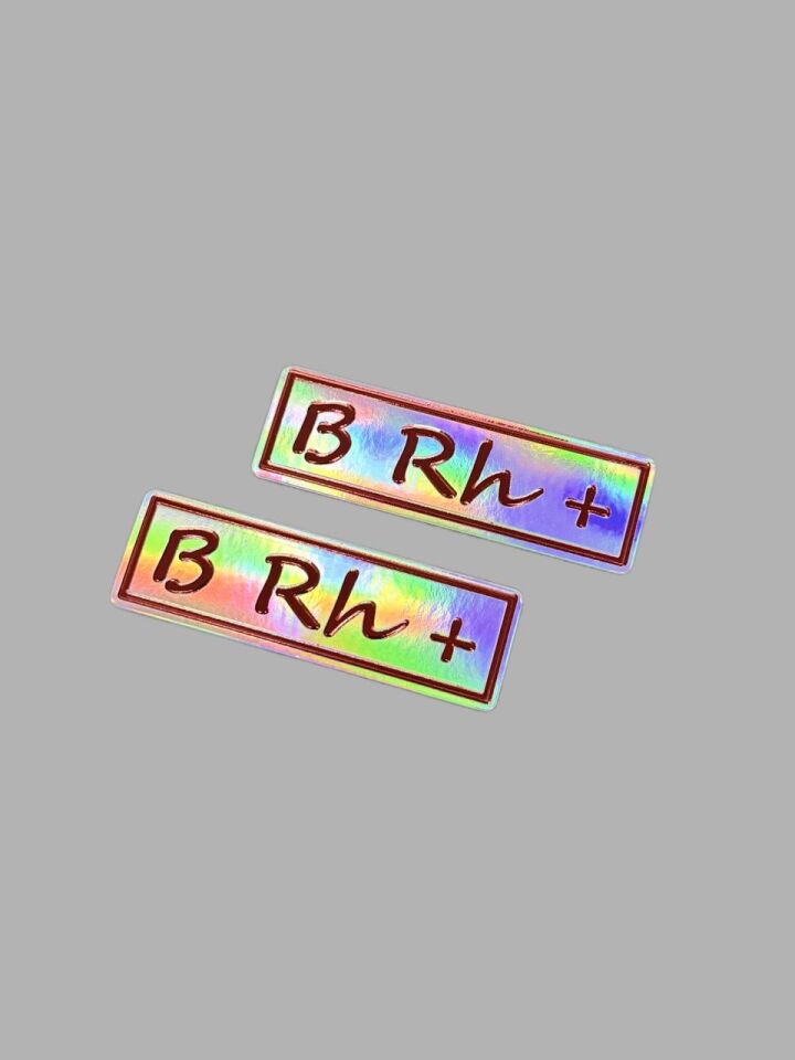 Kan Grubu Seti Brh+ Motosiklet ve Araç Uyumlu Kabartmalı Sticker Kırmızı Hologramlı
