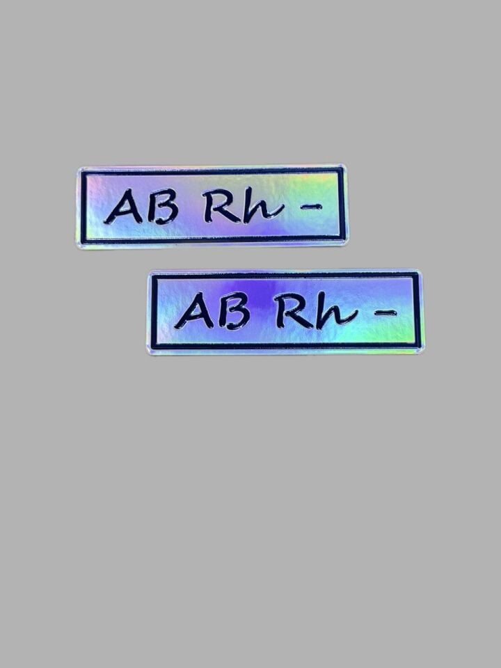 Kan Grubu Seti AB rh+ Motosiklet ve Araç Uyumlu Kabartmalı Sticker Hologramlı