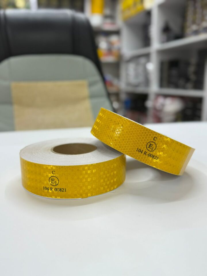 Fosforlu Reflektör Sarı Şerit-50m