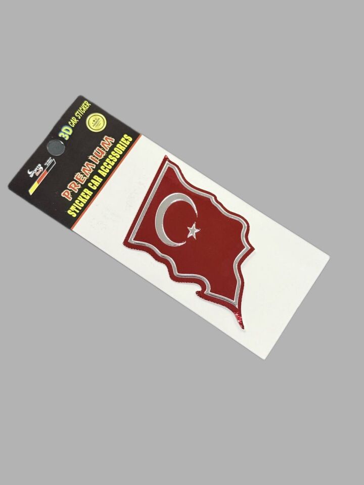 Dalgalı Türk Bayrağı Kabartmalı Sticker