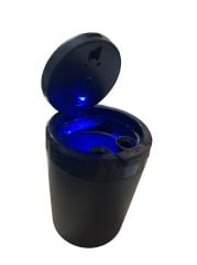 İç kısmı metal, kapaklı ve led ışıklı araç küllük