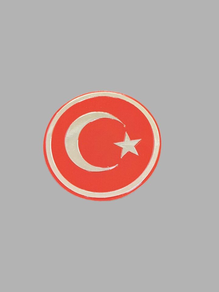Türk Bayrağı Yuvarlak Kabartmalı Sticker