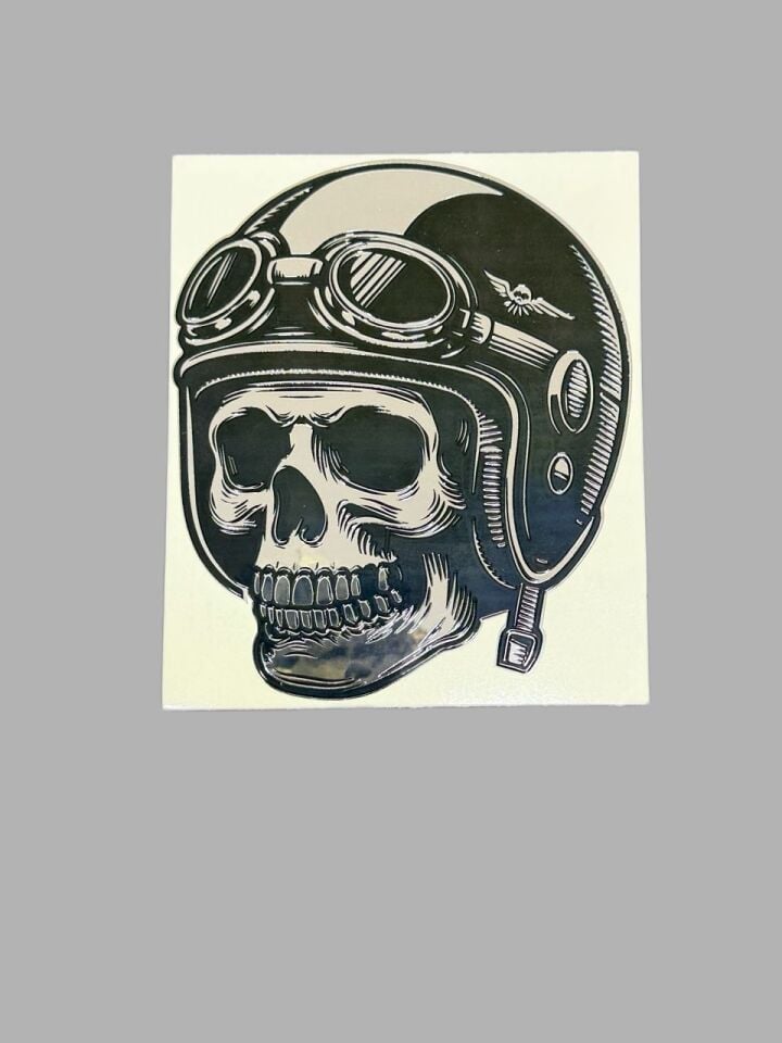 3D Kasklı Kuru Kafa Sticker