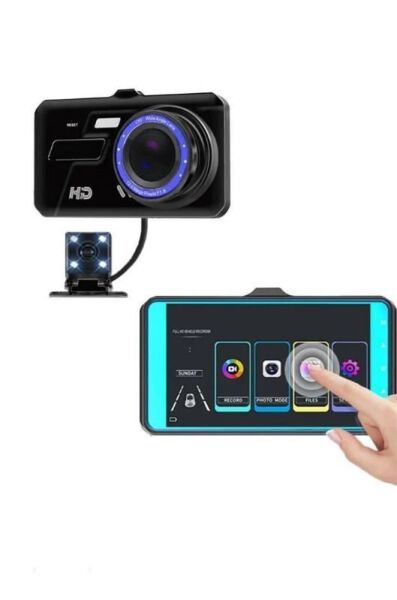 TA-04 Siyah 1080p Araç içi Lcd Dokunmatik Ekranlı Gece Görüşlü Ön ve Arka Araç Kamerası