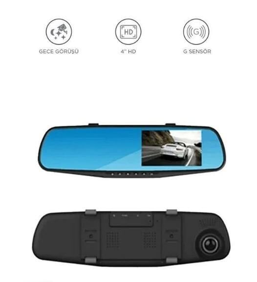 TA-05 Siyah 1080p Araç içi Lcd 4.3 inç Ekranlı Dikiz Aynası Gece Görüşlü Ön ve Arka Araç Kamerası