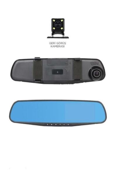 TA-05 Siyah 1080p Araç içi Lcd 4.3 inç Ekranlı Dikiz Aynası Gece Görüşlü Ön ve Arka Araç Kamerası