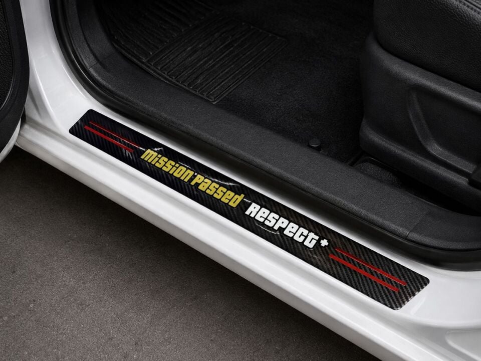 Mission Passed Respect Logolu Karbon Kapı Eşiği Koruyucu Bant Folyo 4 Set