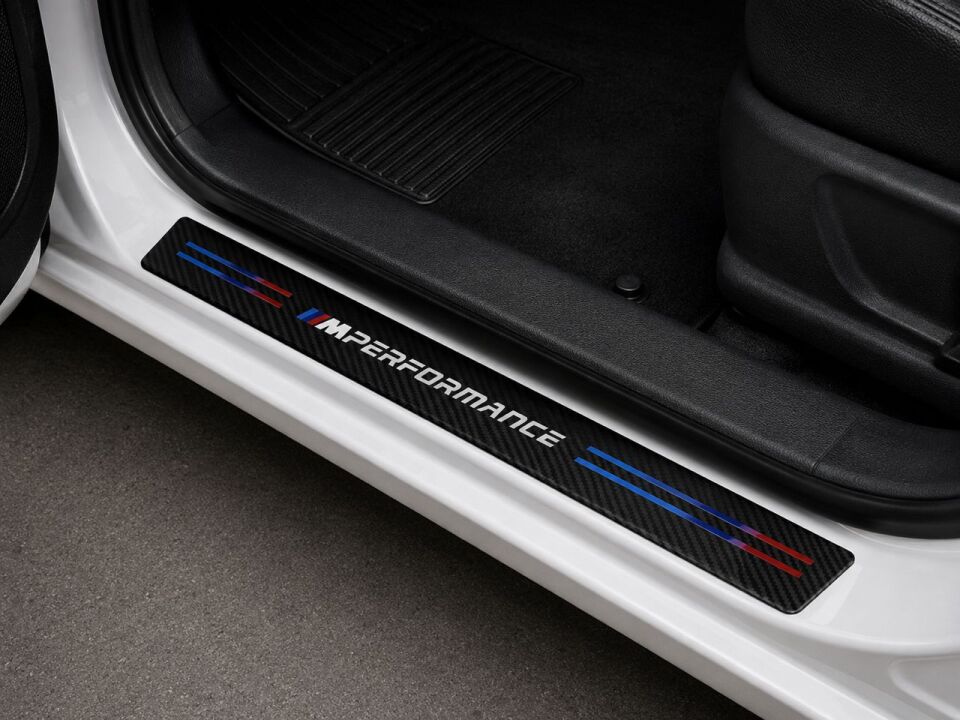 M Performance Logolu Karbon Kapı Eşiği Koruyucu Bant Folyo 4 Set