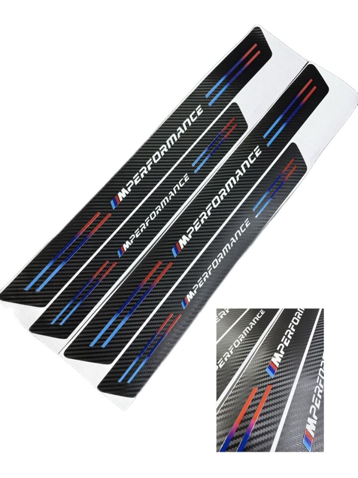 M Performance Logolu Karbon Kapı Eşiği Koruyucu Bant Folyo 4 Set