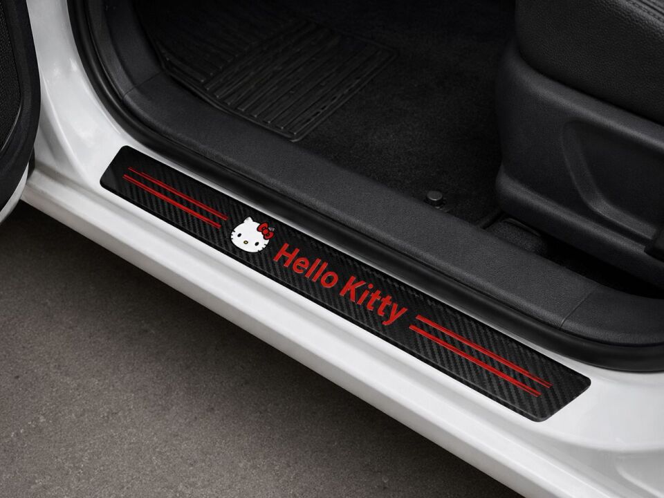 Hello Kitty Logolu Karbon Kapı Eşiği Koruyucu Bant Folyo 4 Set