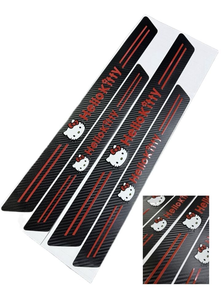 Hello Kitty Logolu Karbon Kapı Eşiği Koruyucu Bant Folyo 4 Set