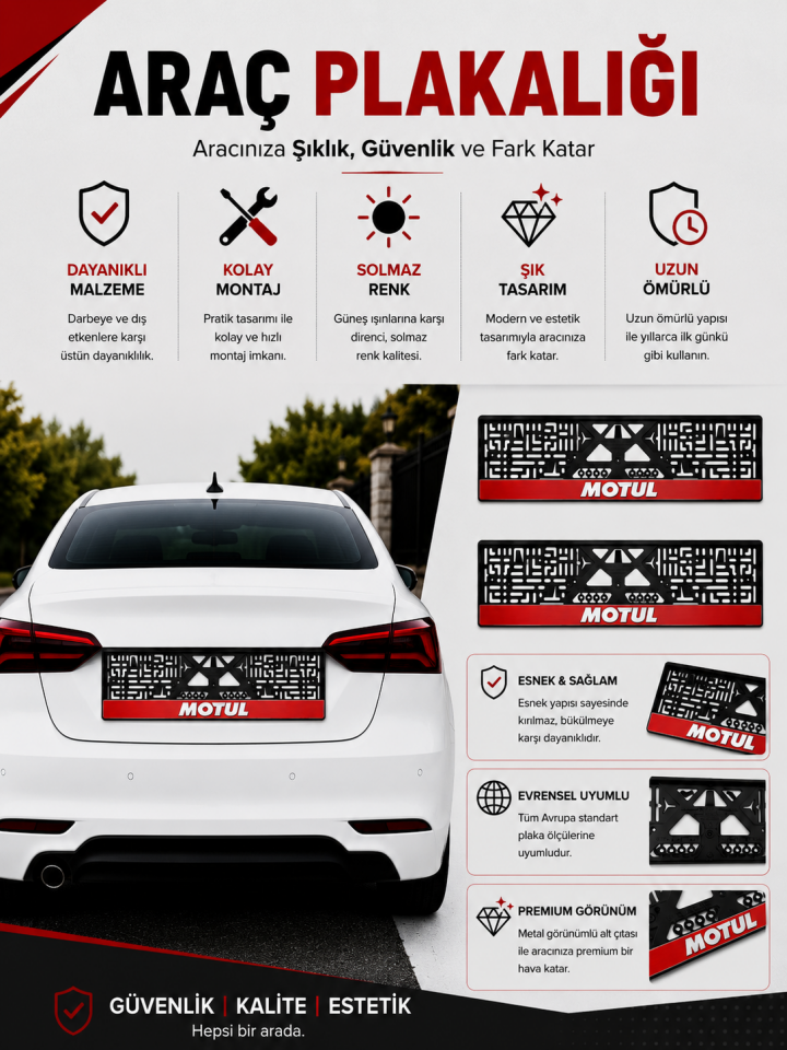 Premium Motul Temalı Esnek ABS Araç Plakalığı 2'li Set