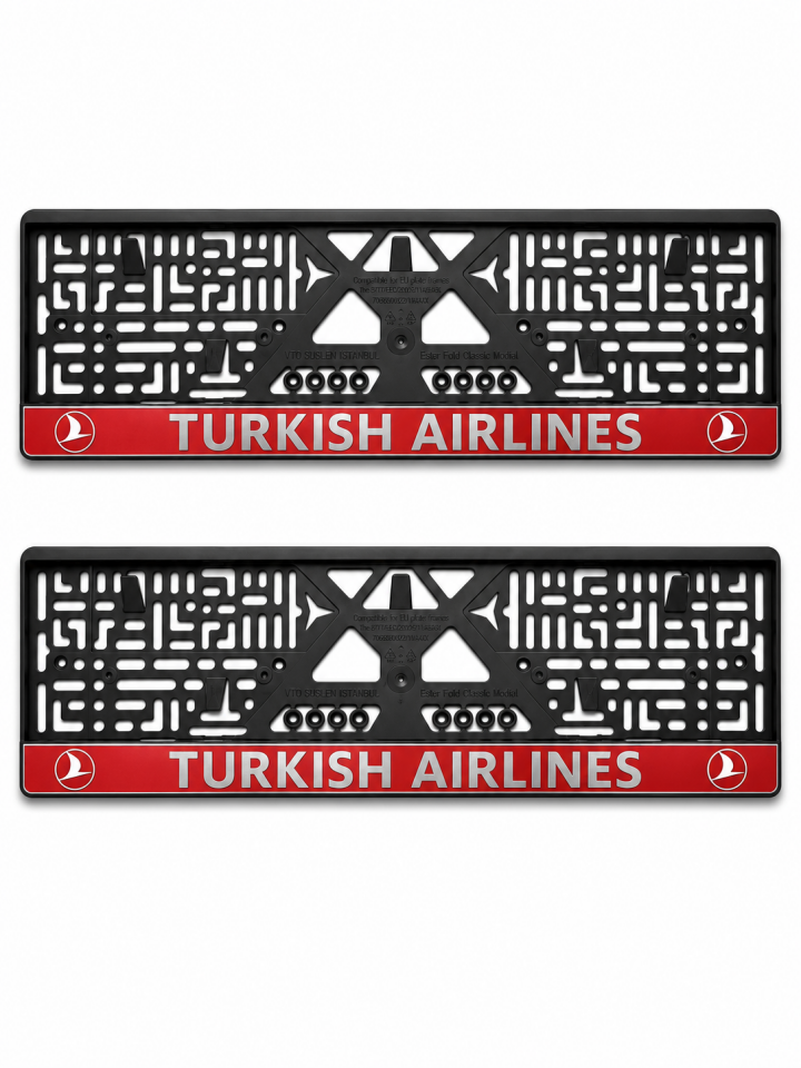 Premium Turkısh Aırlınes Temalı Esnek ABS Araç Plakalığı 2'li Set