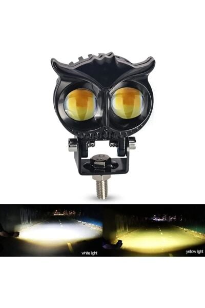 Amber-Beyaz Baykuş Sis Farı Araç Motosiklet Ofroad Uyumlu