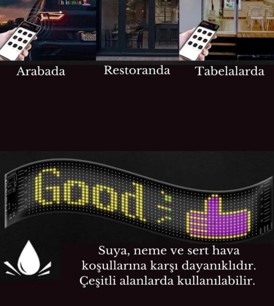 Led Matrix (37 cm uzunluğunda) 16x64 Panel Dijital Ekran Kumandalı App Kontrollü