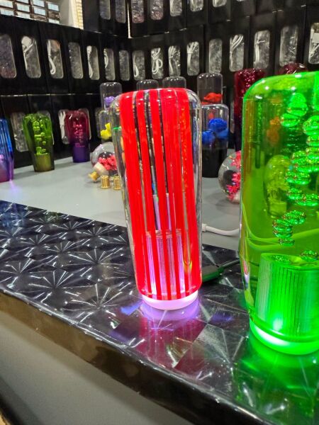 Usb destekli ışıklı vites topuzu çizgili Mor