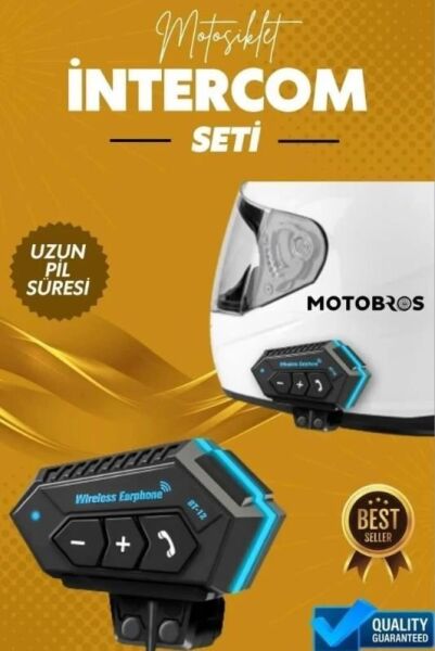 BT12 Motosiklet Bluetooth Intercom Interkom Dinleme Ve Konuşma Özellikli Su Geçirmez Kulaklık
