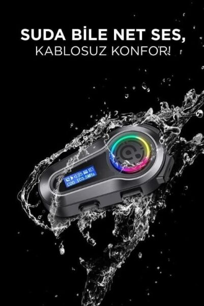 Q10 Helmet Siyah LCD Ekranlı Bluetooth Motosiklet Kulaklığı Intercom