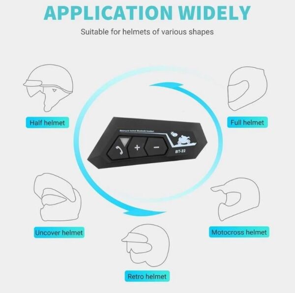 BT22 Bluetooth Motosiklet Kulaklığı Intercom Siyah Motorsiklet Kulaklık