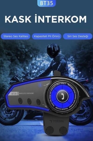 BT-35 Siyah 5.0 Bluetooth Motosiklet Kulaklığı Intercom Siyah Motorsiklet Kulaklık