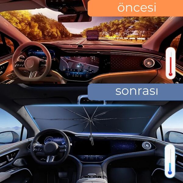 Araç Şemsiyesi Bütün Araçlara Uyumlu Katlanabilir Şemsiye Güneşlik