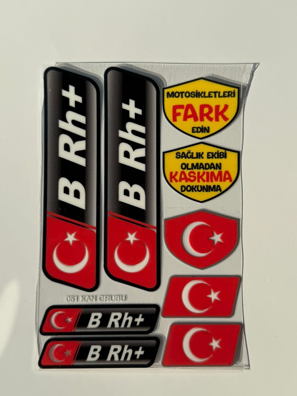 Kan Grubu Ve Uyarı Sticer Seti Brh+ Motosiklet ve Araç Uyumlu