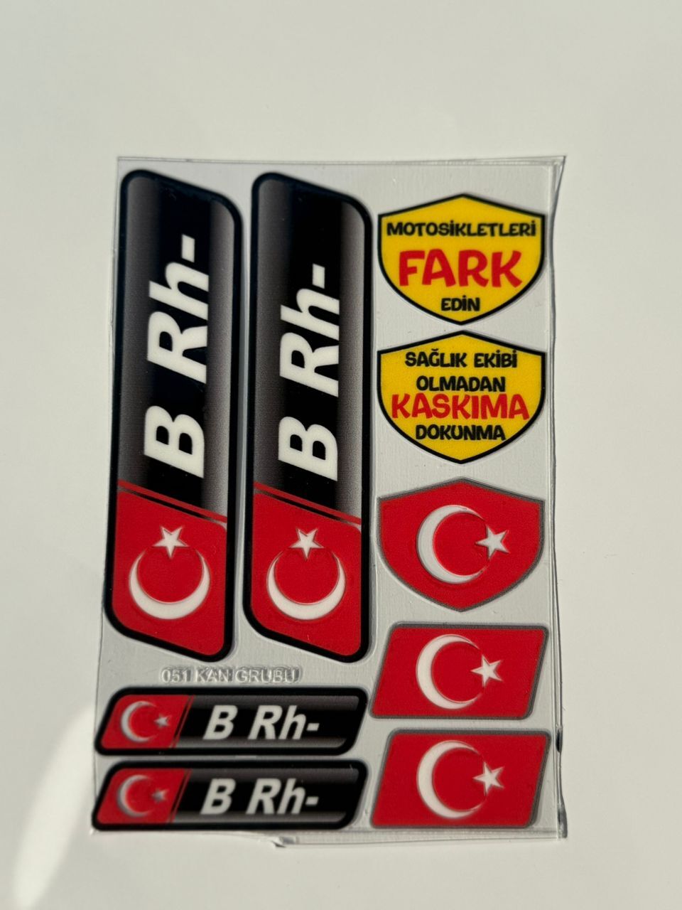 Kan Grubu Ve Uyarı Sticer Seti Brh- Motosiklet ve Araç Uyumlu