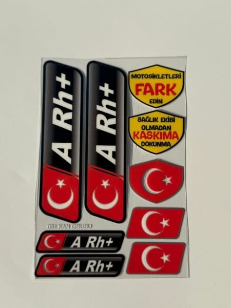 Kan Grubu Ve Uyarı Sticer Seti Arh+ Motosiklet ve Araç Uyumlu