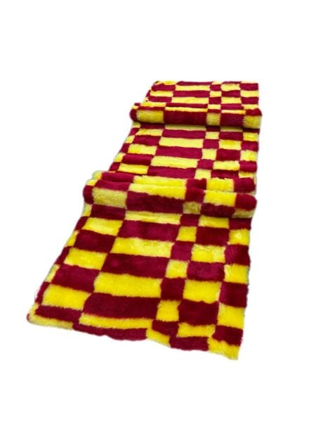 Torpido Üstü Peluş Halı Sarı Kırmızı