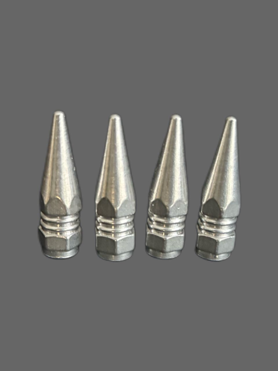 Sivri Mermi Metal Sibop Kapağı Gümüş, Araba, Motosiklet, Bisiklet 4'lü Set