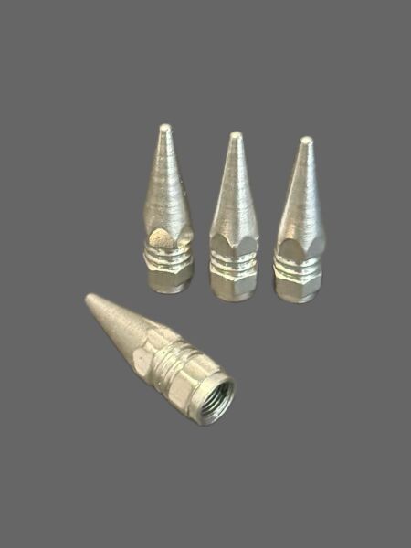 Sivri Mermi Metal Sibop Kapağı Gümüş, Araba, Motosiklet, Bisiklet 4'lü Set