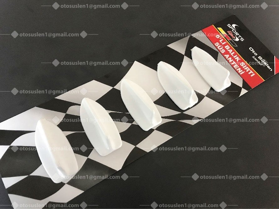 Beyaz Balık Sırtı Süs Anteni (5'li)