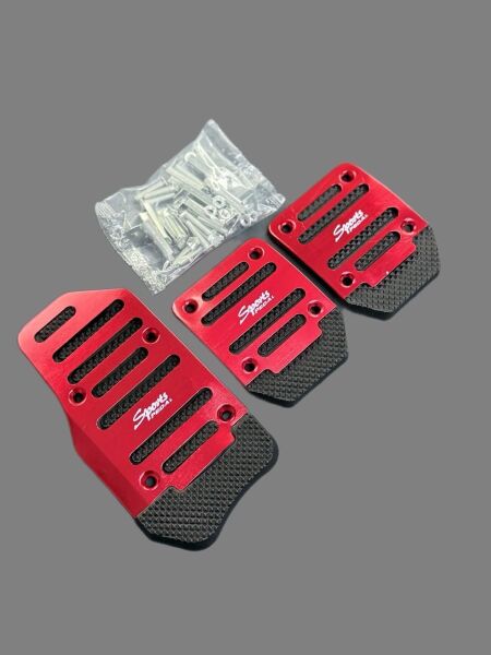Araba Pedal Seti Spor Kaymaz Manuel Araba Gaz Fren Debriyaj Pedalı Kapağı Kırmızı XB 373